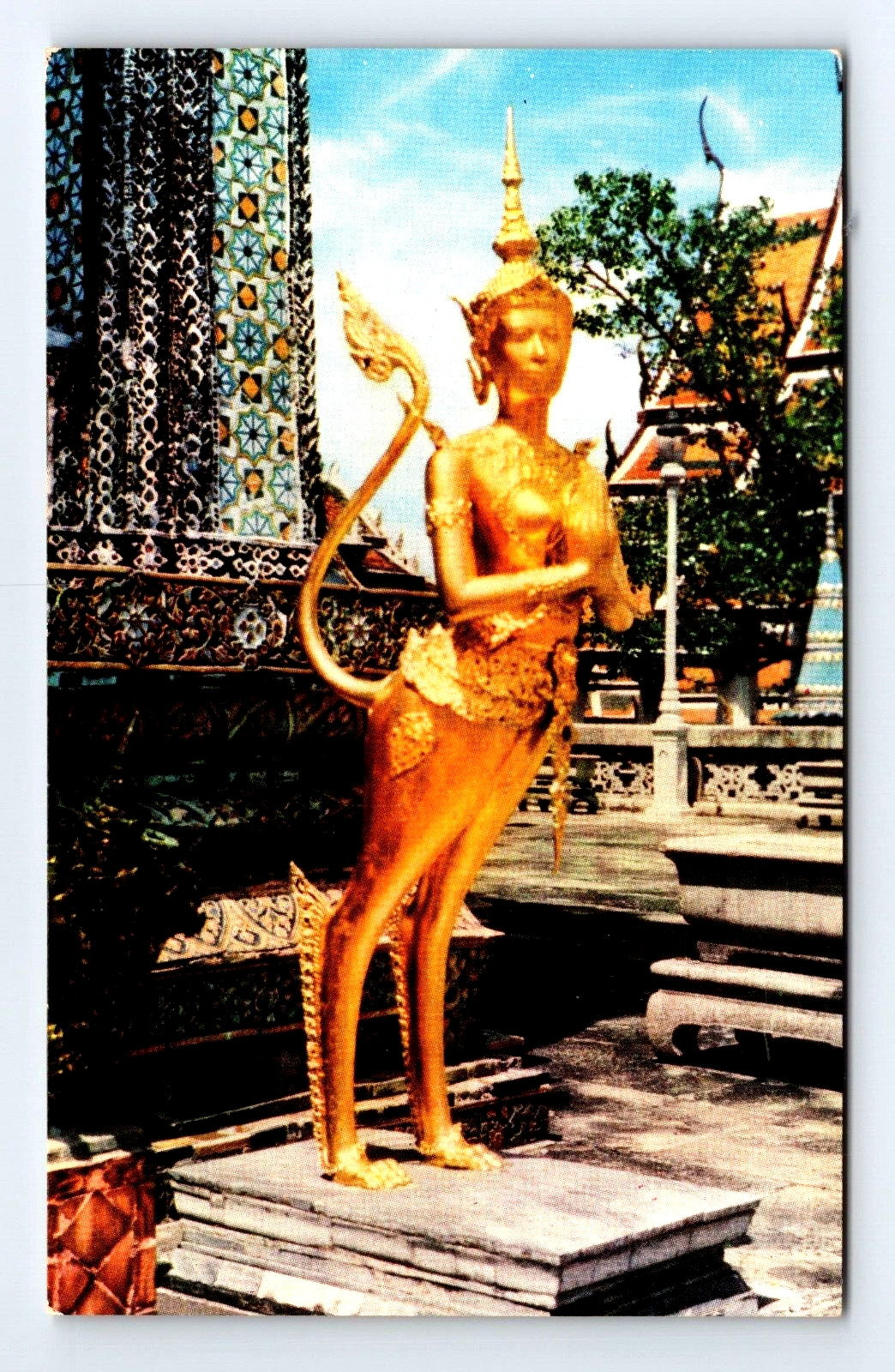 Vintage BANGKOK, THAILAND 5.5 x 3.5 inch unposted post card Buddha temple