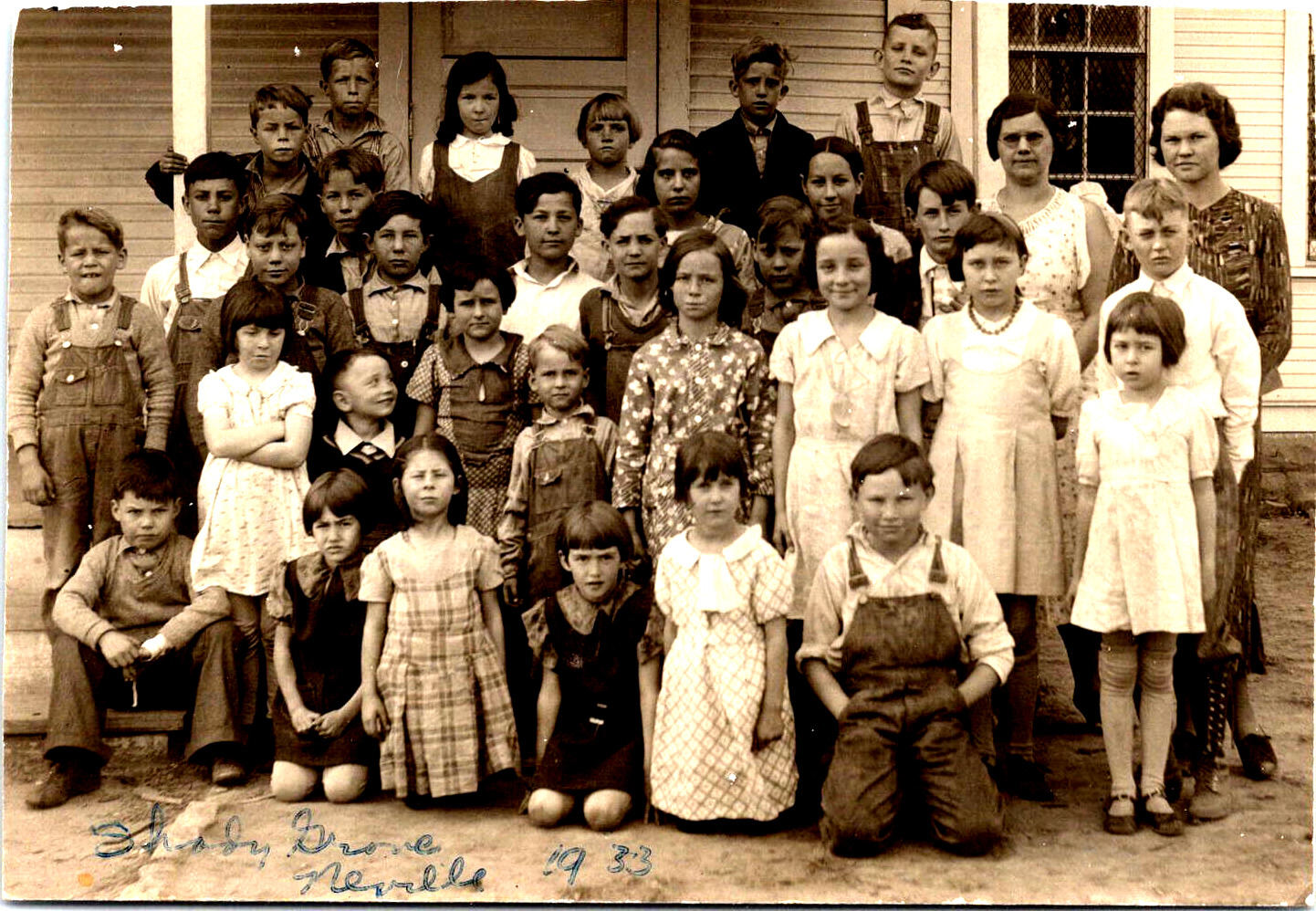Antique Real Photo RPPC Postcard Shady Grove School Children Teacher 1933