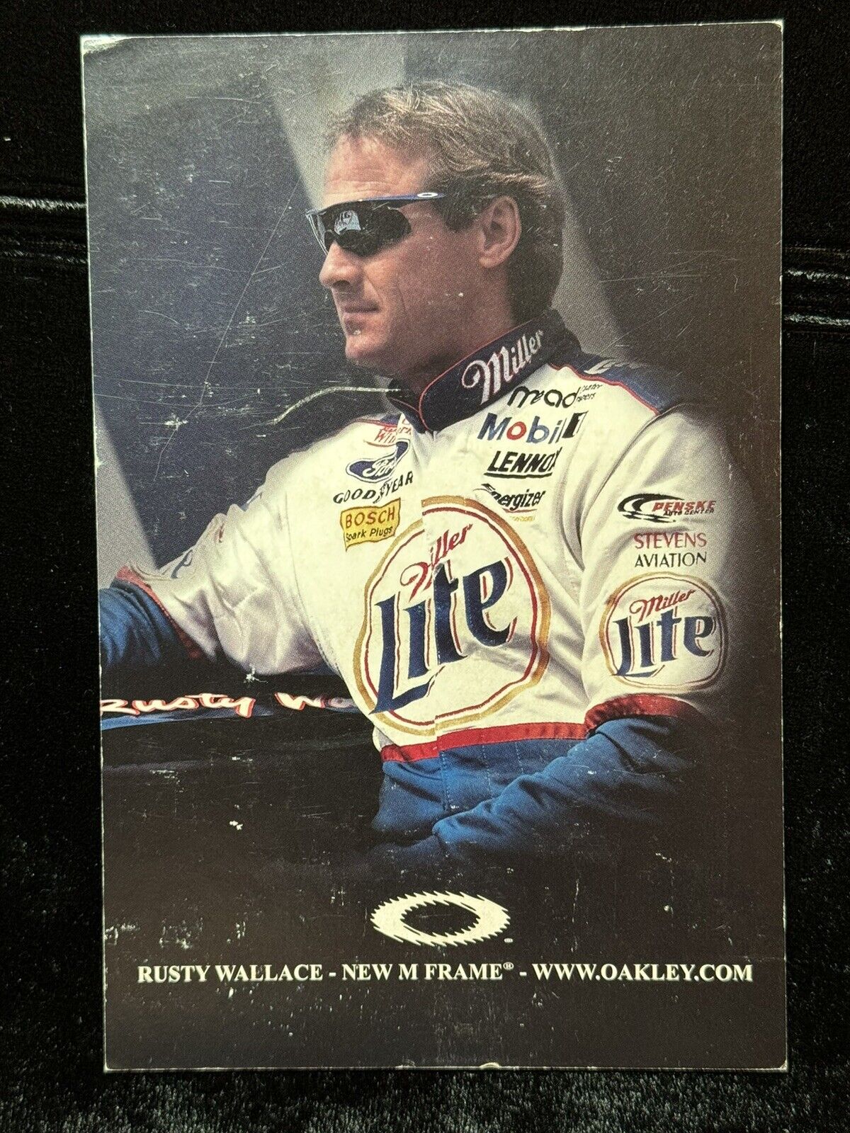 OAKLEY 1999 RUSTY WALLACE M-FRAME Dealer Promo Display Card New Old Stock