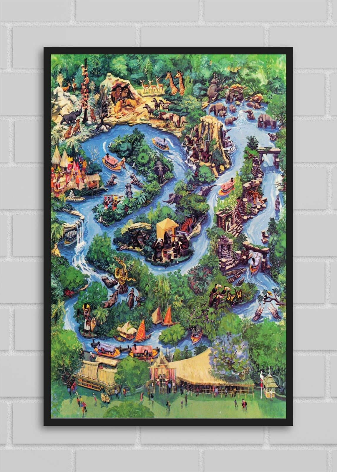 Disneyland Jungle Cruise Boat River Ride Trader Sam Elephants Attraction Poster 