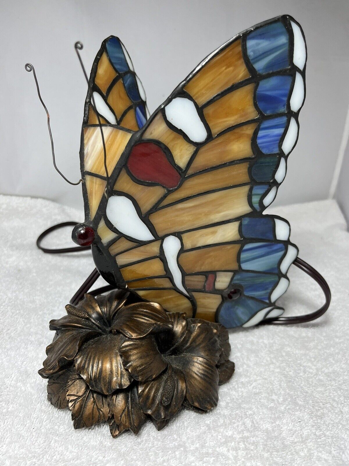 Vintage Tiffany-style Stained Glass Butterfly Accent Lamp Night Light