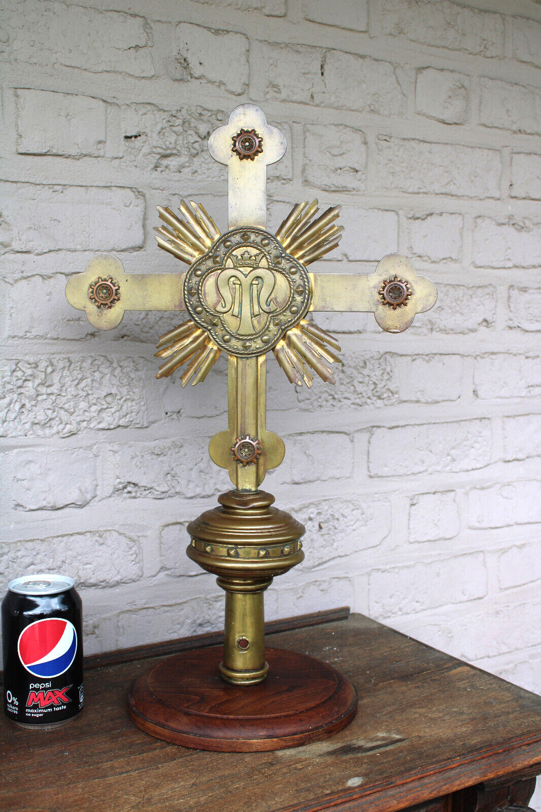 Antique copper procession church crucifix cross religious