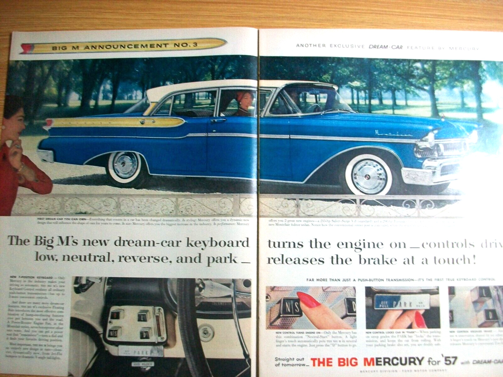 1958 Mercury Montclair Turnpike Cruiser large mag color car ad - huge
