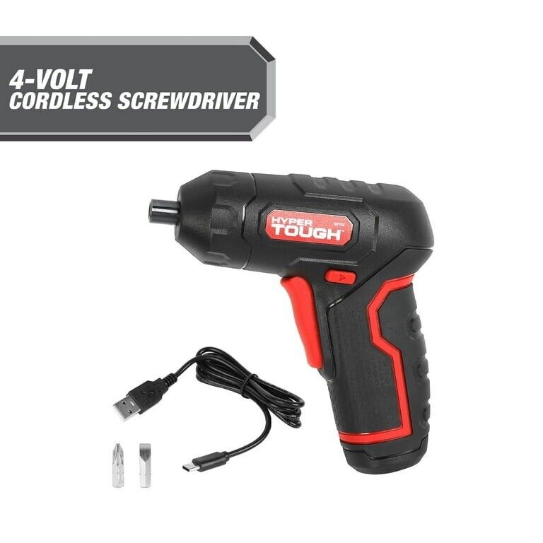 Hyper Tough 4-Volt Max* Lithium-Ion Angle Grip Screwdriver with Charger, Model 8