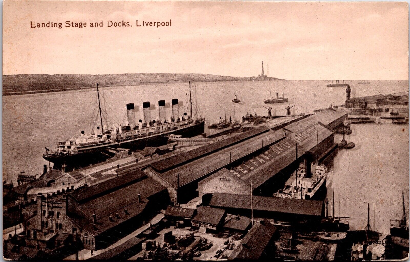 Postcard Liverpool England - Landing Stage and Docks - Early 1900s