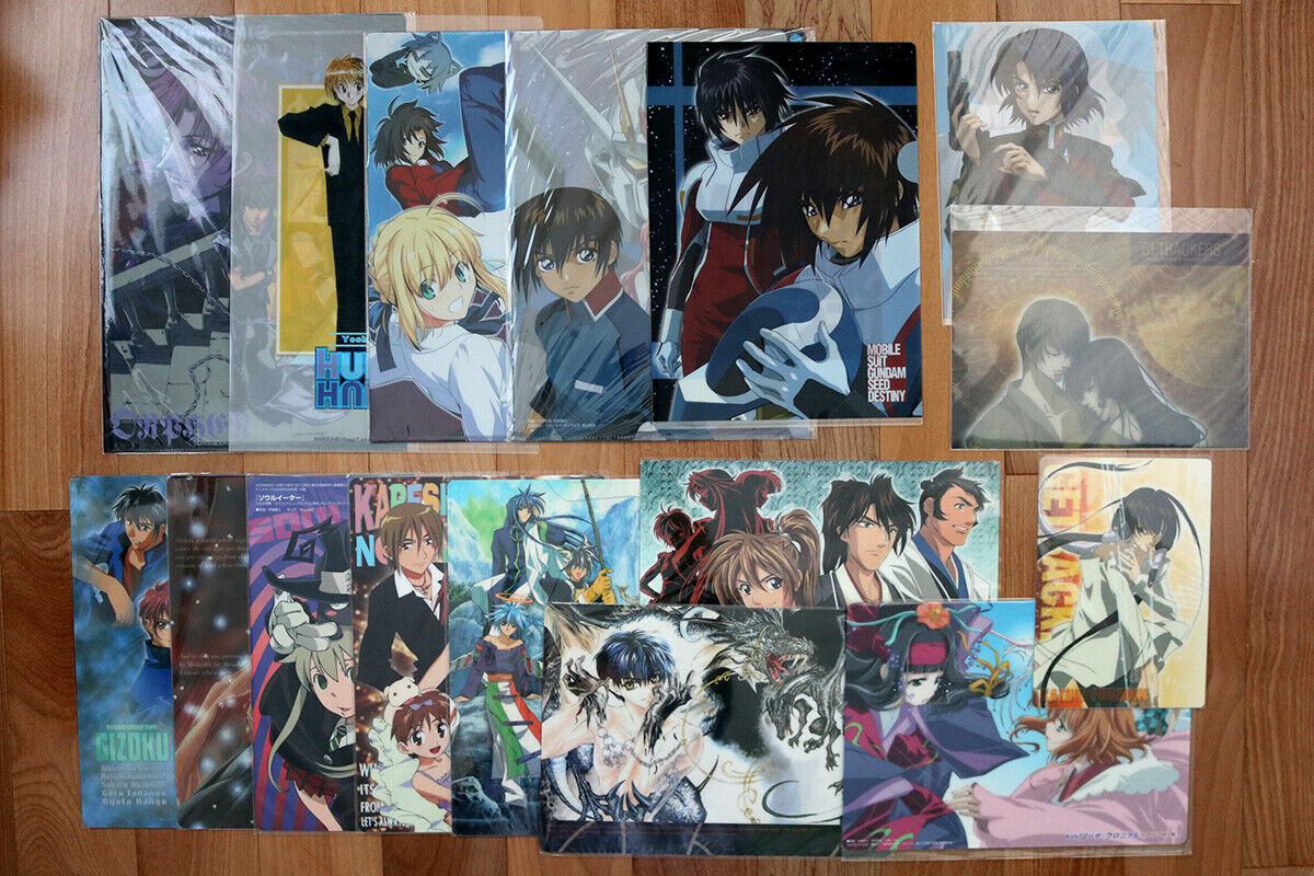 Lot of 9 Shitajiki Pencil Board & 7 Clear Files Folder from Various Anime Manga