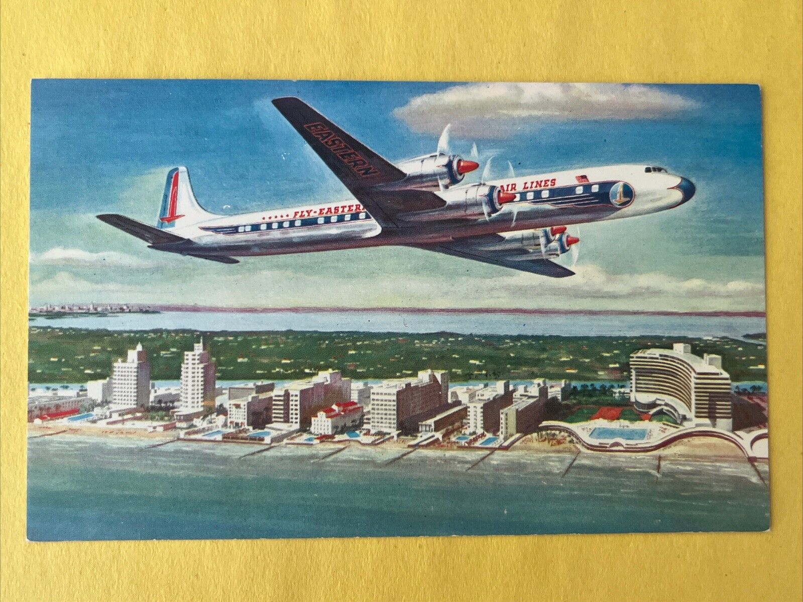 Eastern Air Lines Golden Falcon DC7B PLANE AIRPLANE FLIGHT FLYING Art MIAMI