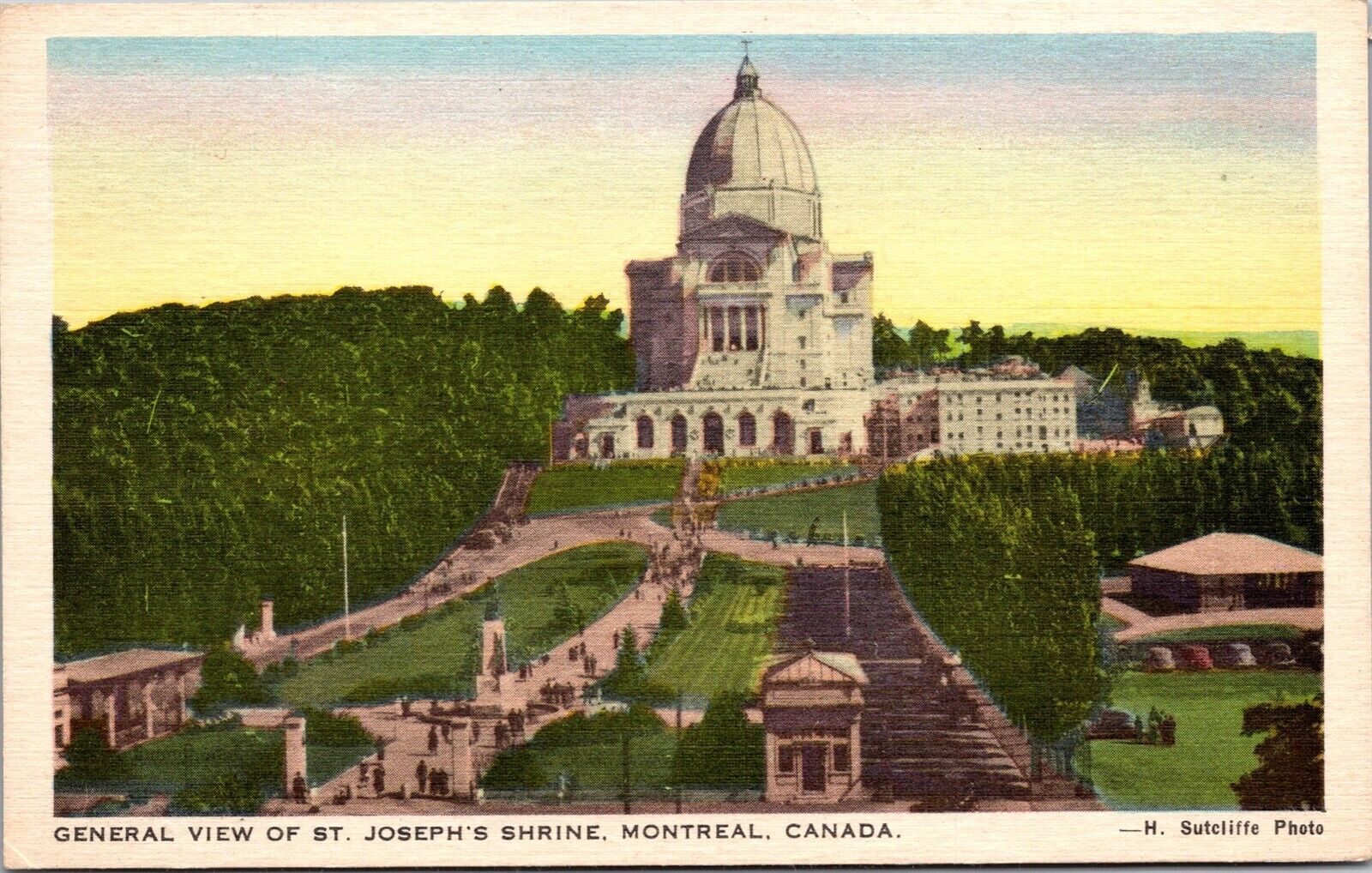 Vtg Montreal Canada St Joseph\'s Shrine 1940s Linen View Postcard