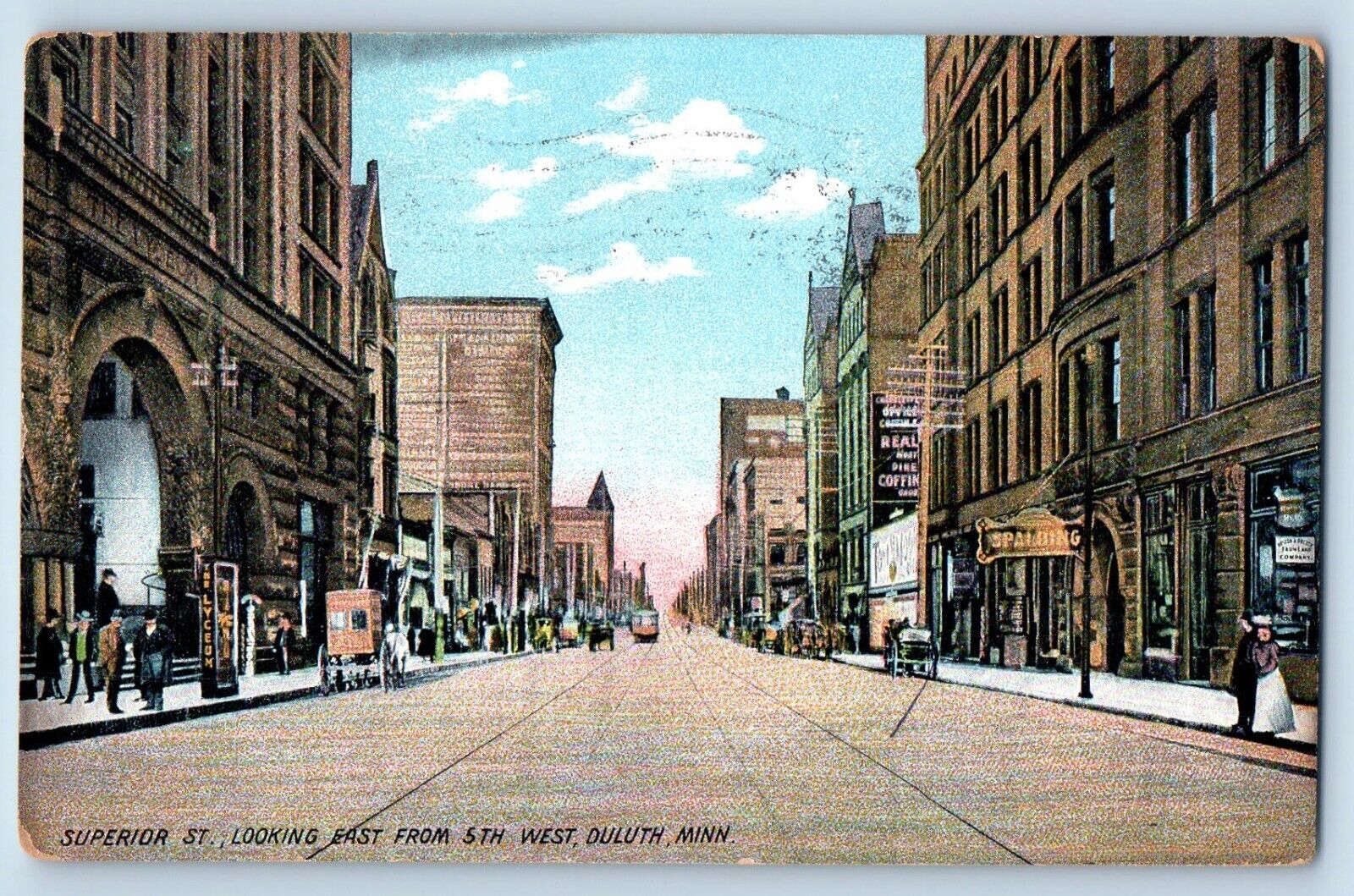 Duluth Minnesota MN Postcard Superior Looking East 5th West 1908 Vintage Antique