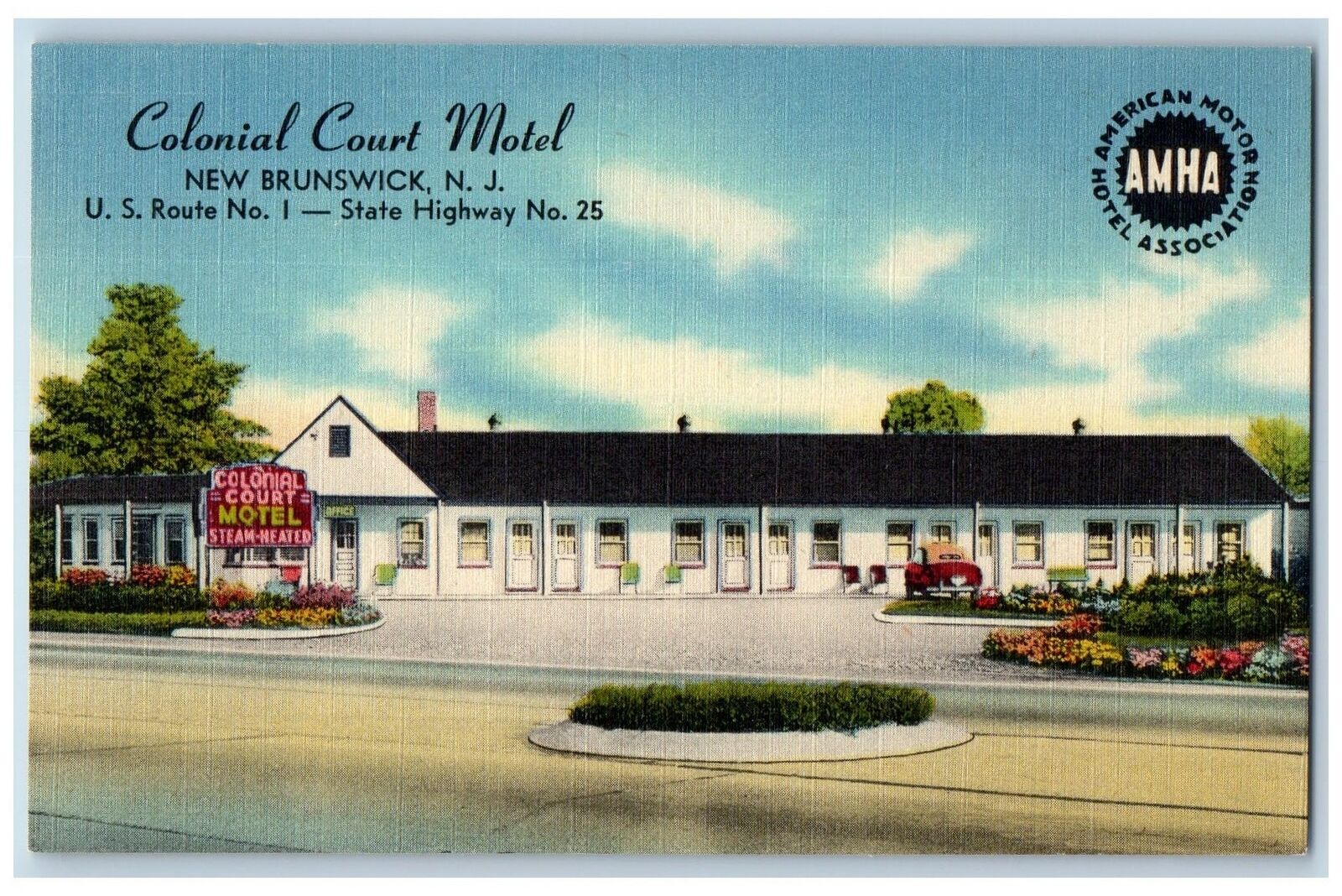 c1940\'s Colonial Court Motel & Restaurant New Brunswick New Jersey NJ Postcard