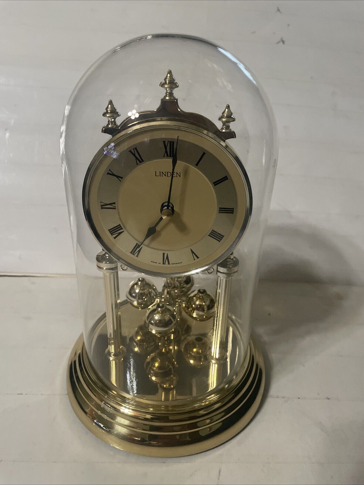 Vintage Linden German Anniversary Glass Dome Clock No Box
