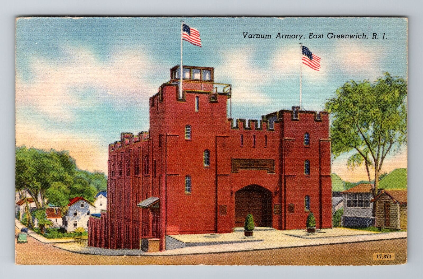 East Greenwich, RI-Rhode Island, Varnum Armory Antique Souvenir Vintage Postcard