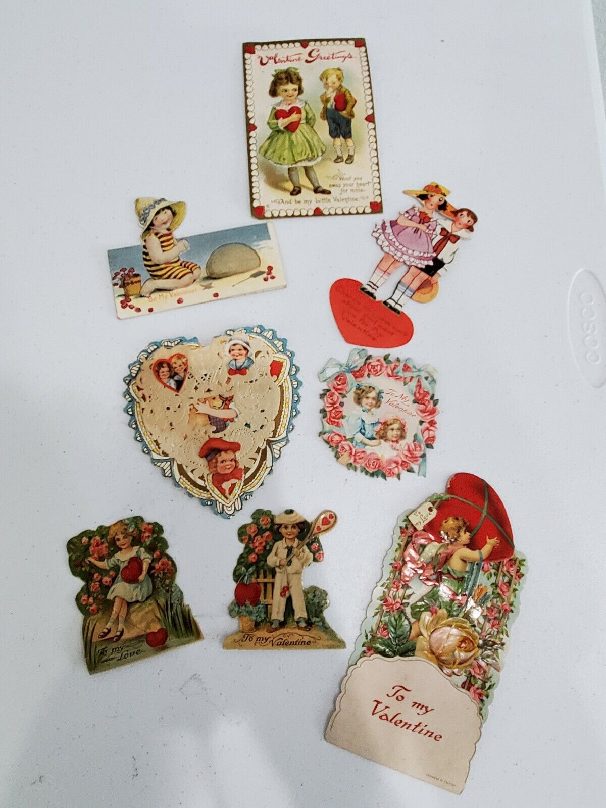Antique German Pop Up Valentines Cards Set of 8 Honeycomb Holiday Cards Old