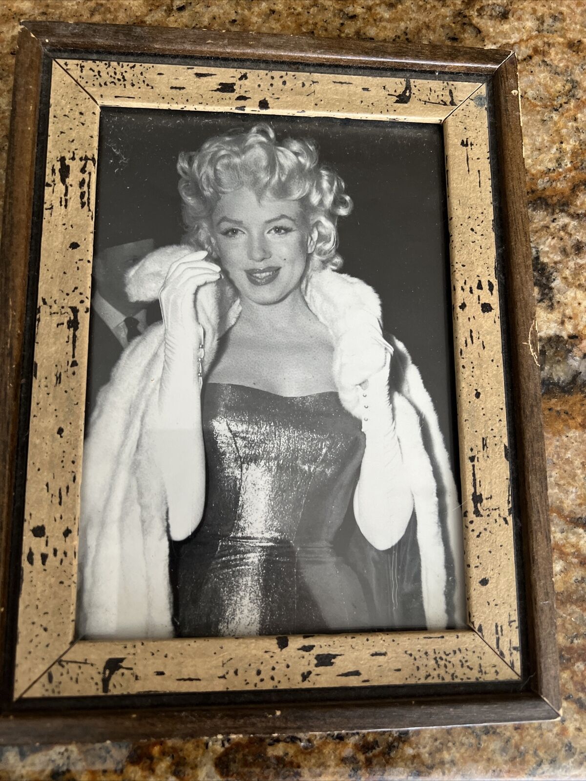 VTG Antique Picture Framed Tone of  Marilyn Monroe 4x6.5 Rare Opening Hot Tin