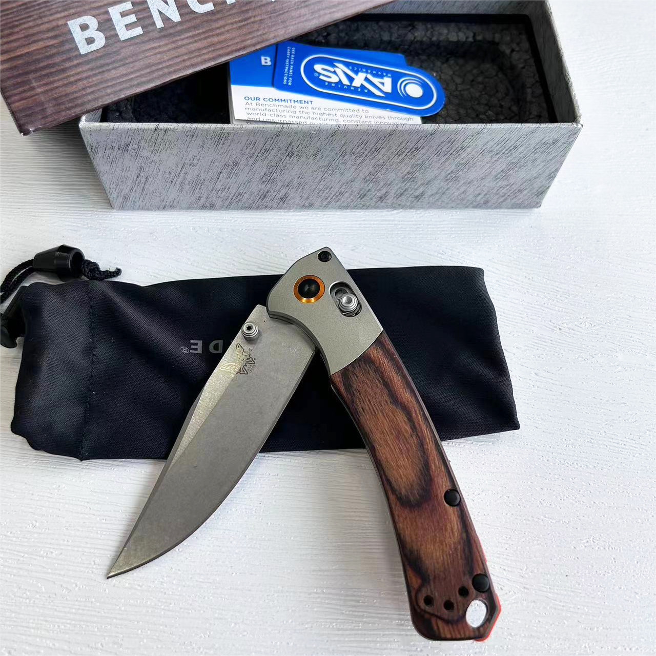New BENCHMADE 15085-2 Mini Crooked River CPM-S30V Blade Clip-Point Folding Knife