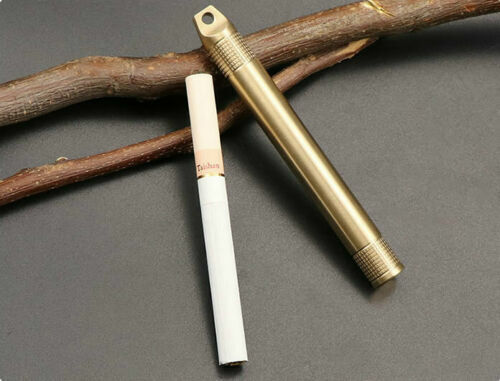 Brass Case Titanium Toothpick set Keychain Waterproof Box Cigarette Container