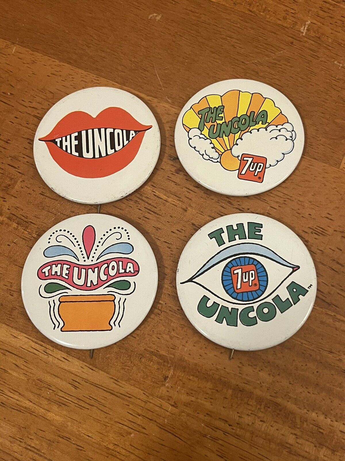 The Uncola 7 Up pinback button 1960s or 1970s advertising campaign 