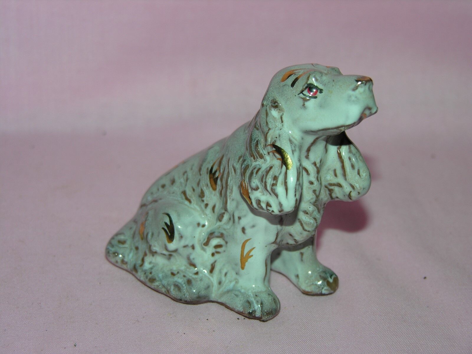 Vintage/Antq. Miniature White/Gold Springer Spaniel Glossy With Texture 