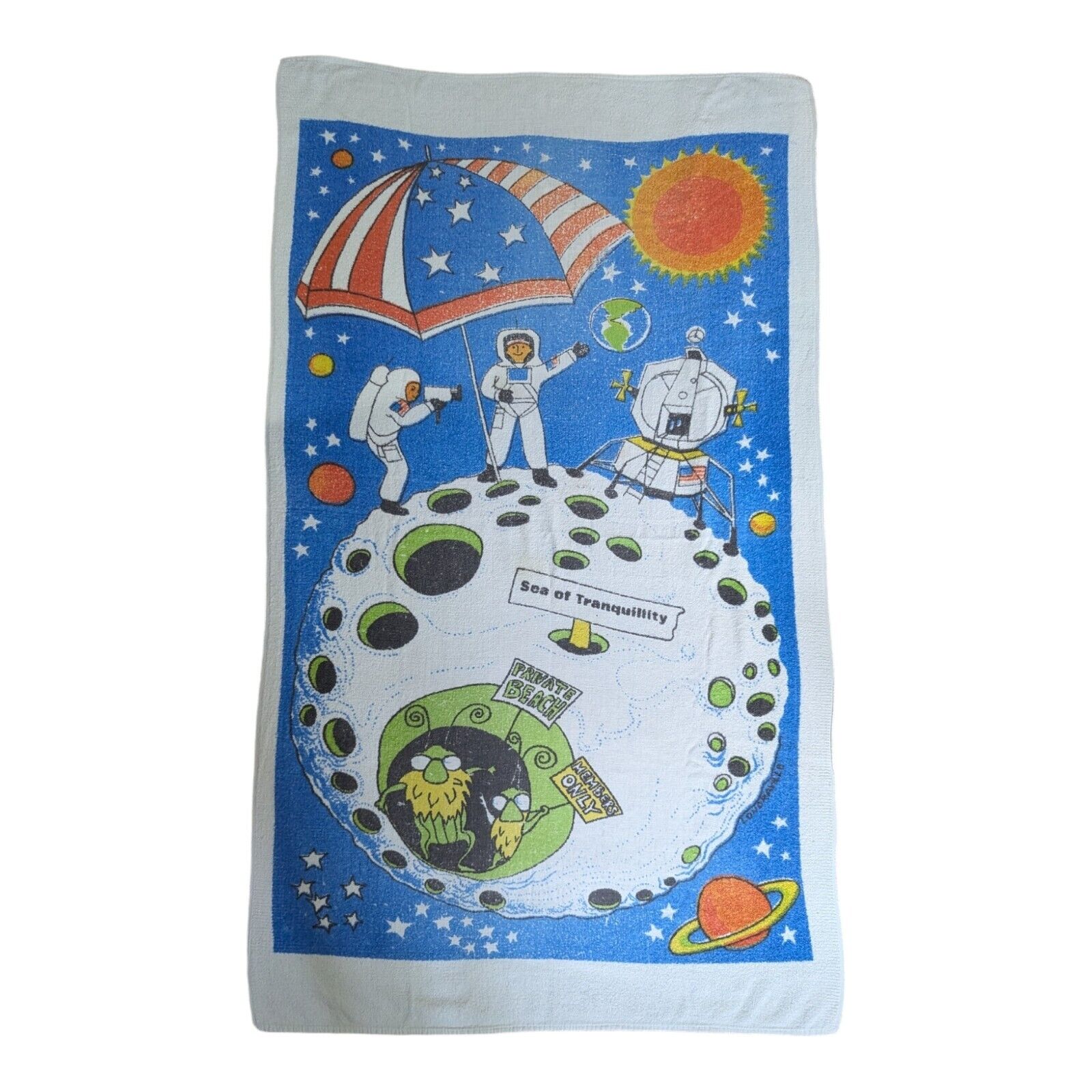 Vintage 1969 Moon Landing Parody Space Astronaut Londraville Artist Beach Towel