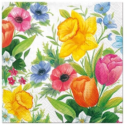 Paper Luncheon Decoupage Napkins Daffodil Floral Flowers - Two  Single Napkins