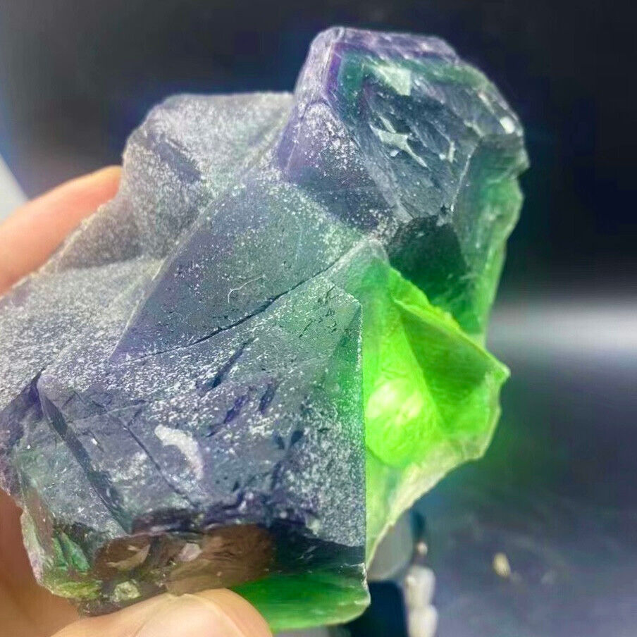 1.68LB Rare Transparent Green Cube Fluorite Mineral Crystal Specimen/China