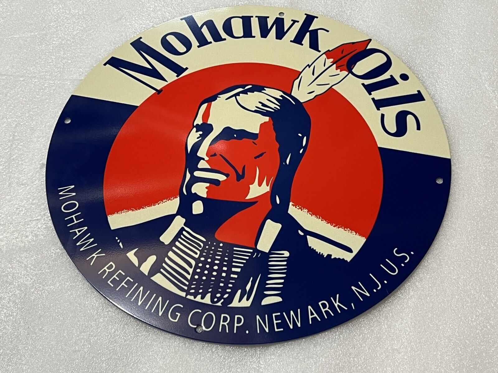 Mohawk oil Indian Gasoline MOTOR OIL SIGN Gas Vintage Style Steel Metal Sign