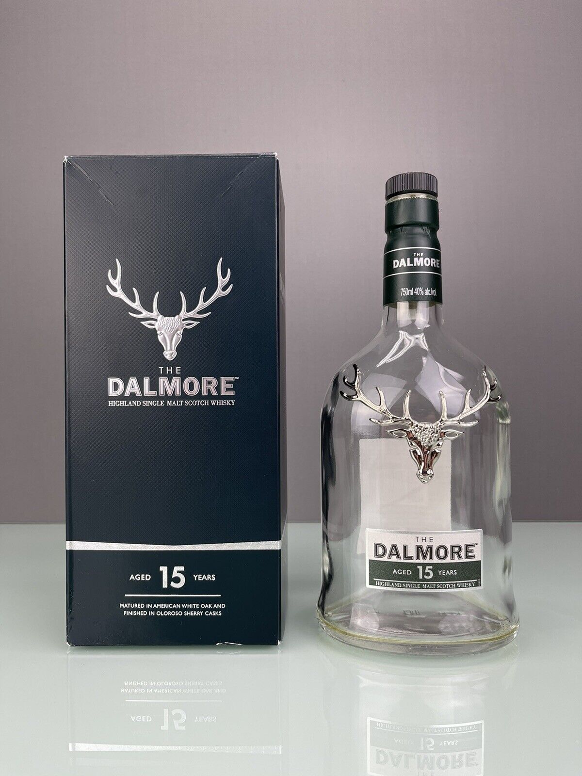 Dalmore 12 years Scotch Whiskey Empty 750ml Bottle + Stopper + Box - Nice