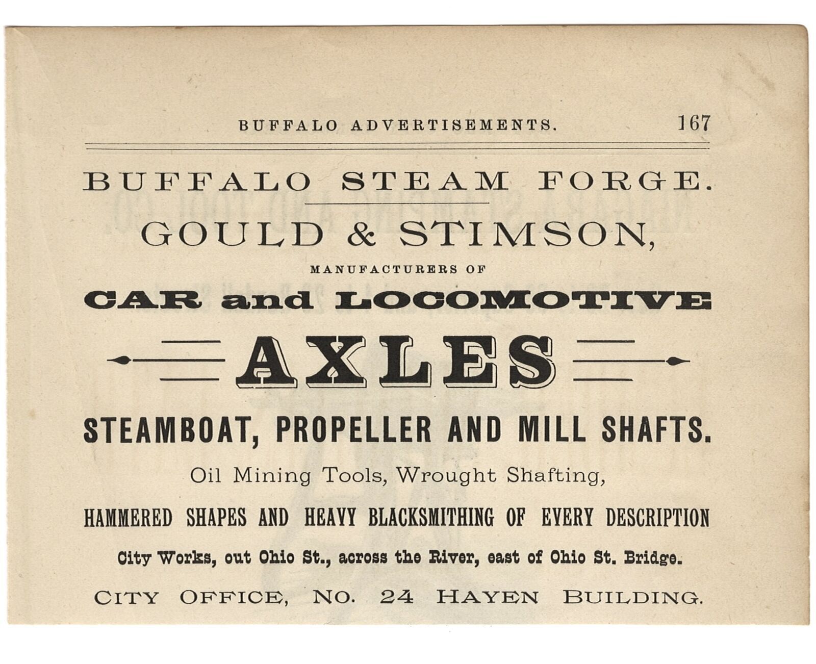 1886 BUFFALO BLACKSMITH STEAM FORGE STEAMBOAT LOCOMOTIVE MINING TOOLS WROUGHT 