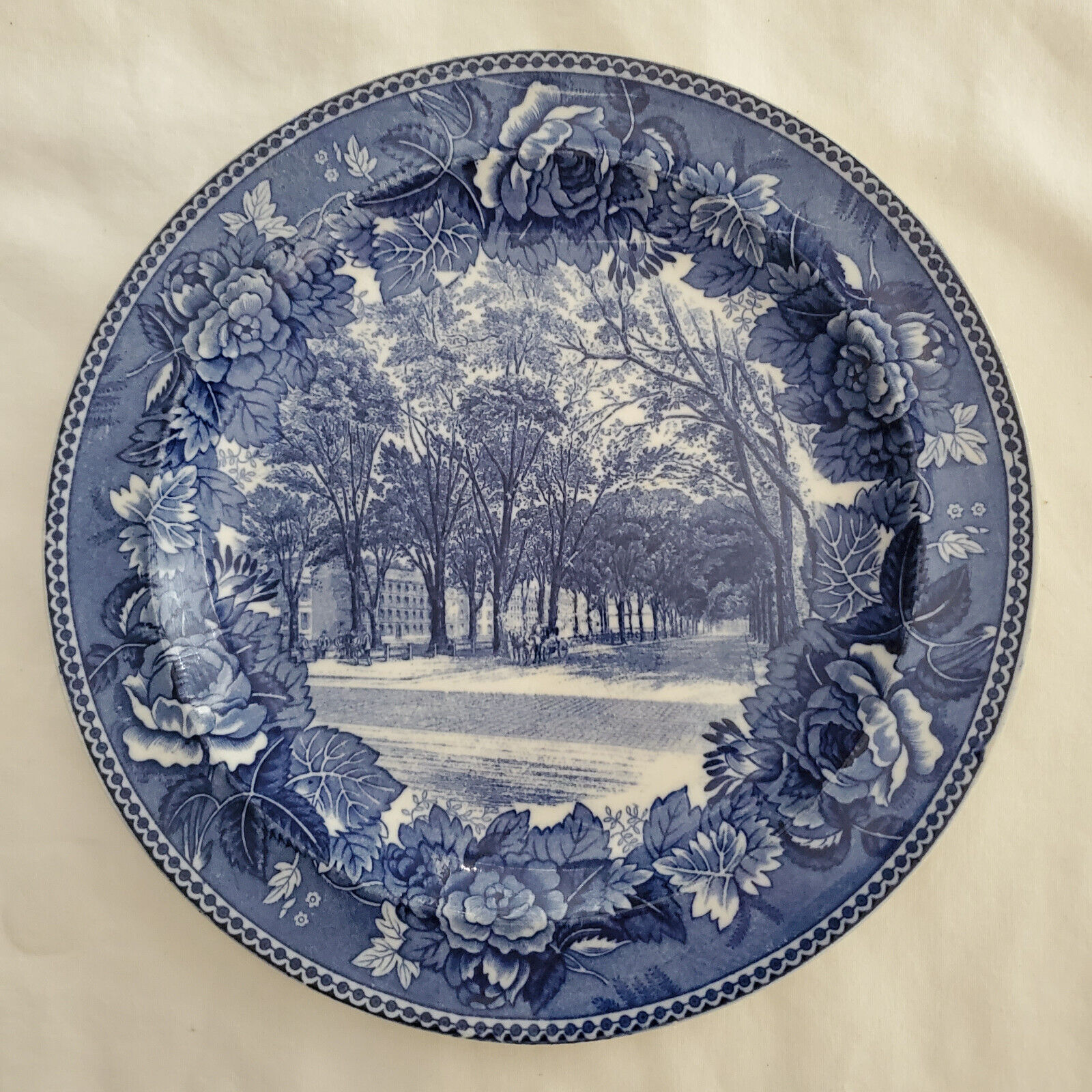 Yale University Antique Wedgwood Flow Blue Plate - Yale College - Exc. Cond.