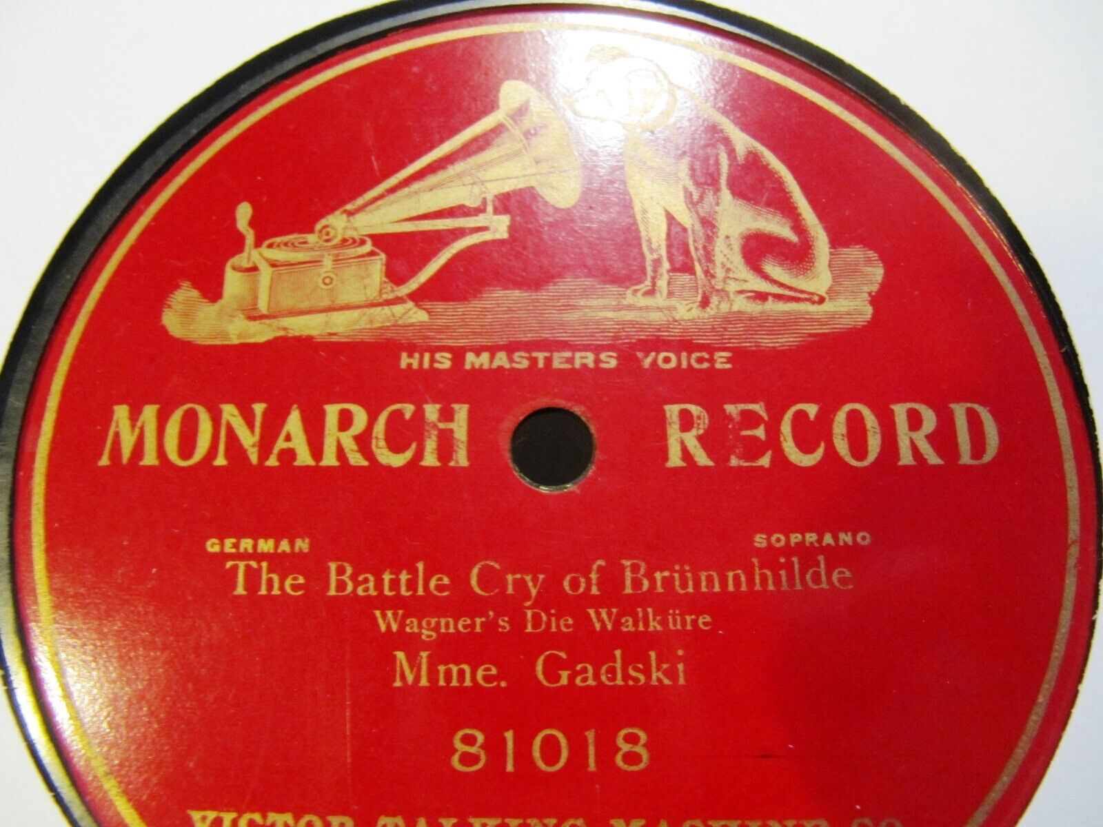 Victor MONARCH 1903 Johanna Gadski Wagner Walkure Brunhilde\'s Battle Cry 81018