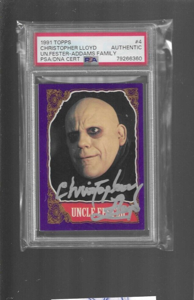 1991 TOPPS ADDAMS FAMILY #4 CHRISTOPHER LLOYD SIGNED AUTO UNCLE FESTER PSA DNA