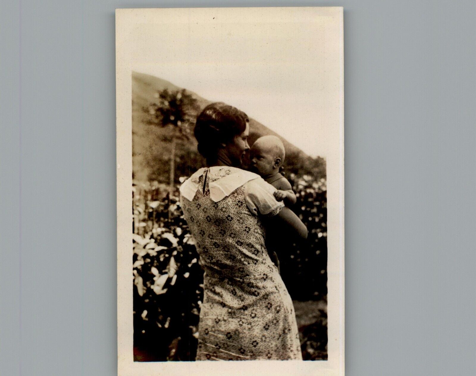 Antique 1940\'s Mom Showing the Baby The Garden Black & White Photography Photo