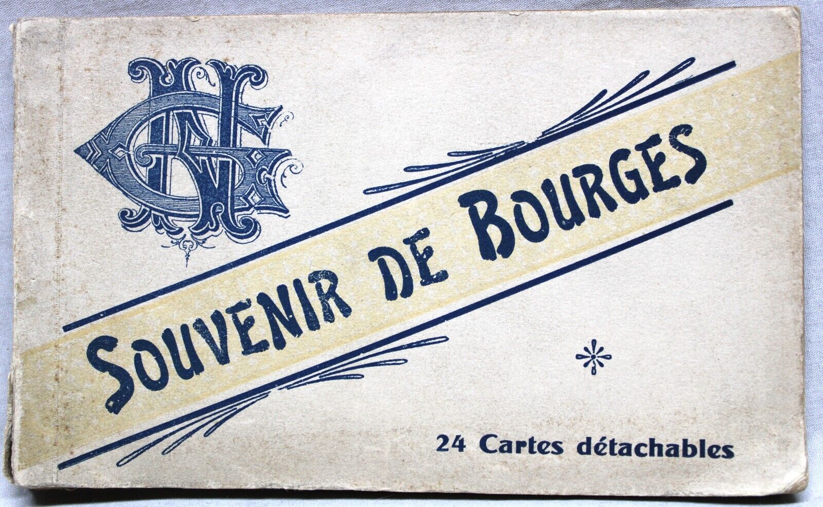 BOURGES FRANCE SOUVENIR POSTCARD ALBUM OF 20 PHOTO VIEWS 1910s VINTAGE