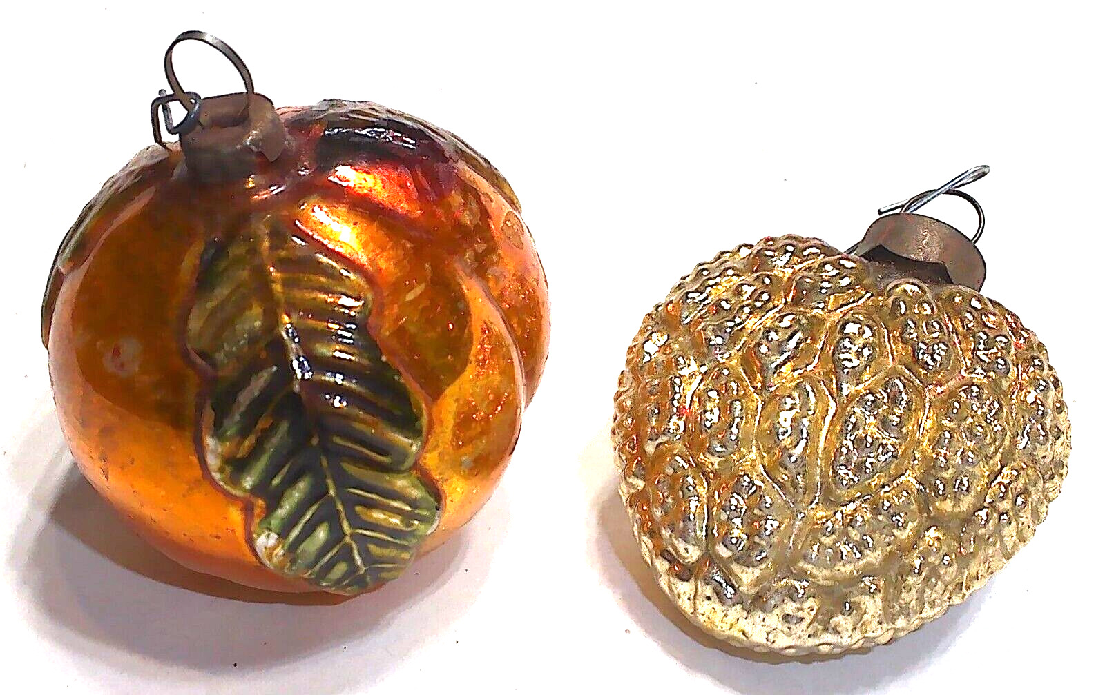 2 Antique VINTAGE Mercury Glass Christmas Ornament ORNAMENTS EARLY 1900'S