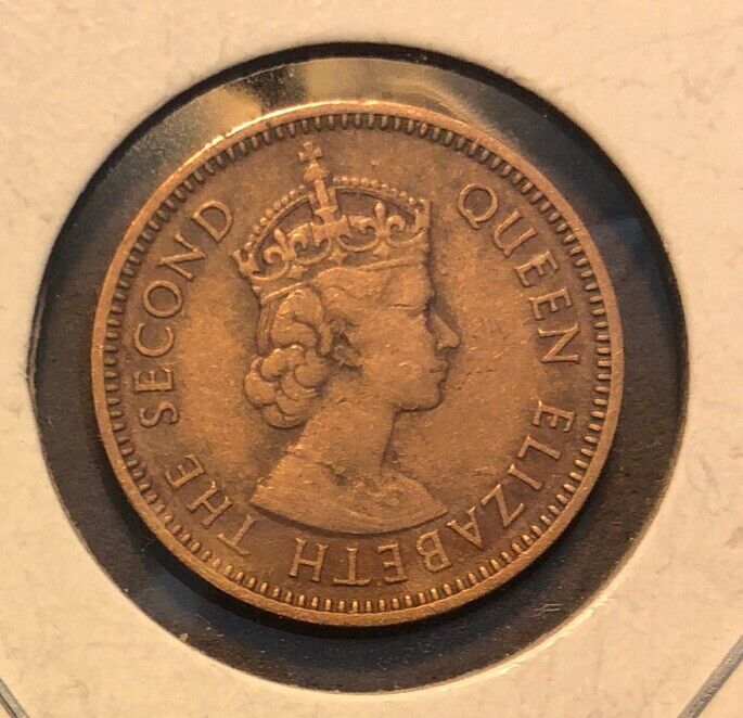 1955 East Caribbean States 1/2 Half Cent  Bronze Coin-20MM-KM#1-MINTAGE=500,000
