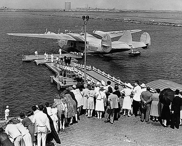 Launching Of Boeing 314 Clipper Transport In Elliot Bay Old Aviation Photo