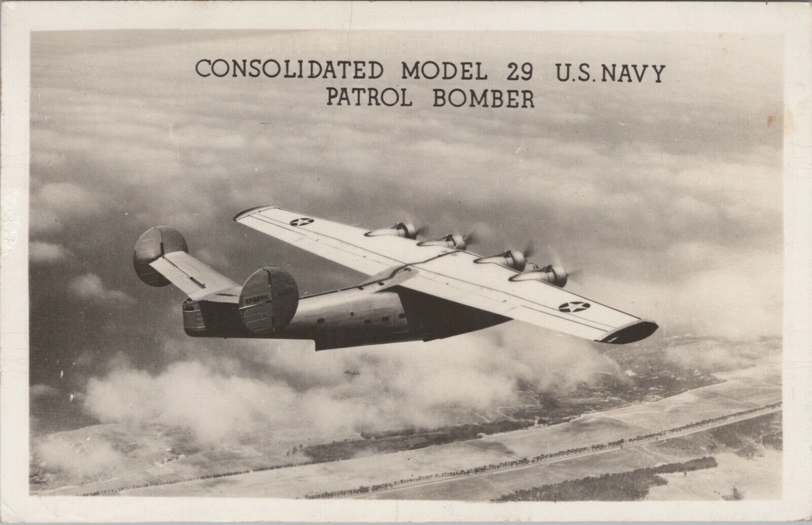 RPPC WWII US Navy Bomber Consolidated Model 29 soldier mail military post D999