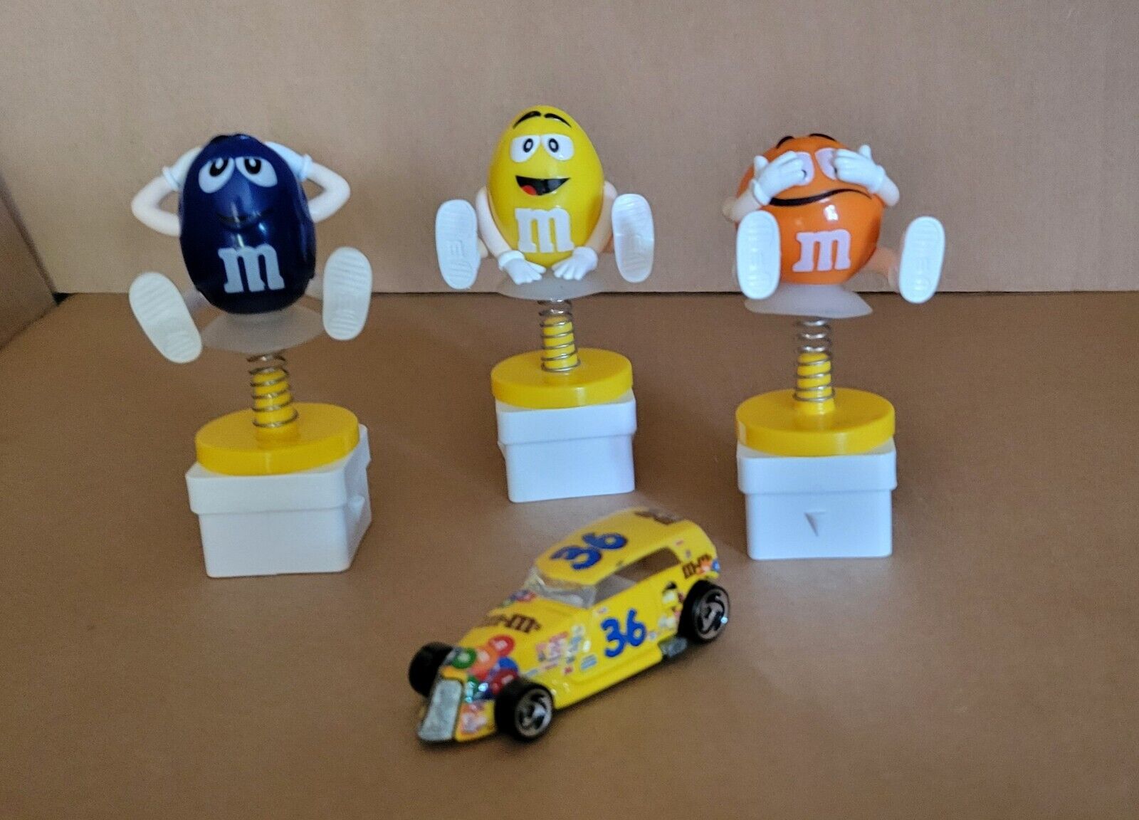 Very Rare M&M  European Spring Toppers(set Of 3) And Small Race Car