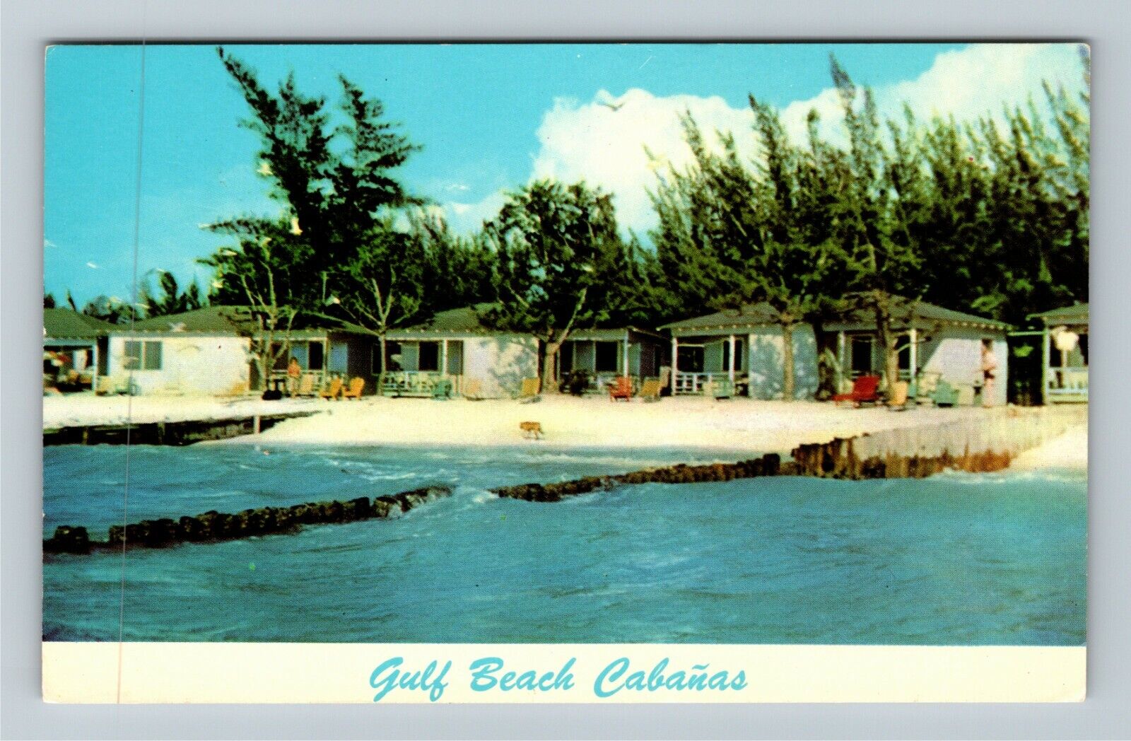 St. Petersburg FL-Florida, Gulf Beach Cabanas, Antique Vintage Souvenir Postcard