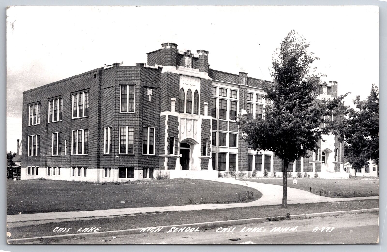 Cass Lake Minnesota~Cass Lake High School Building~1956 RPPC