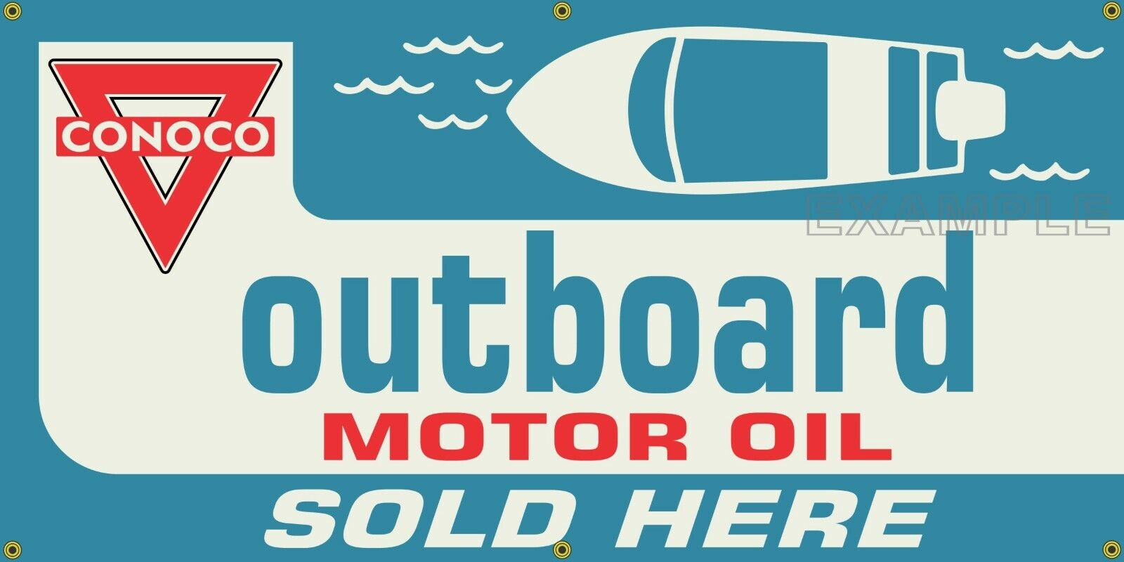 CONOCO OUTBOARD MOTOR OIL VINTAGE OLD SCHOOL SIGN REMAKE BANNER ART MURAL