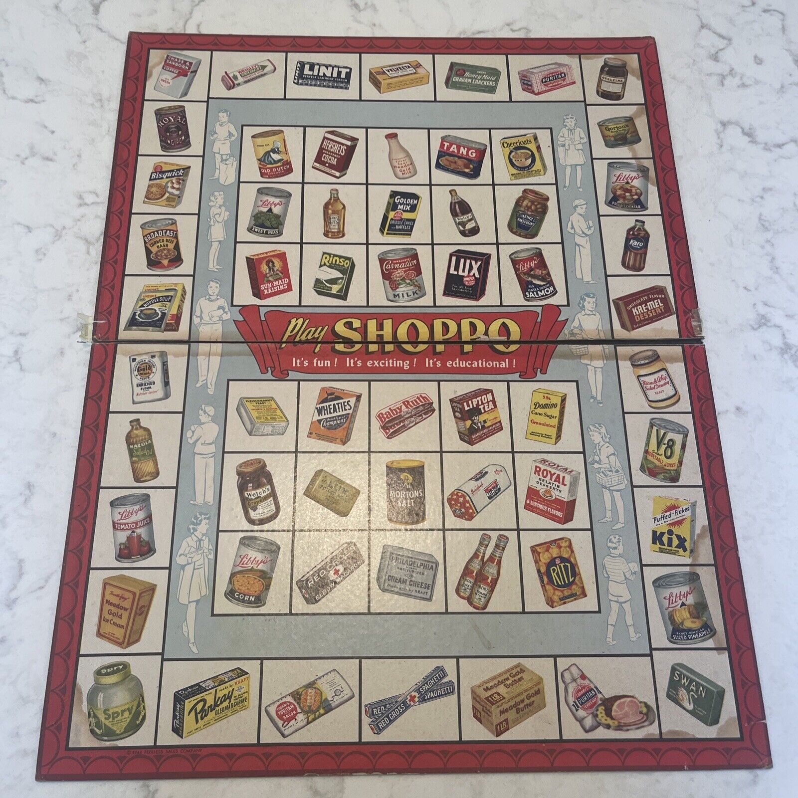 PLAY SHOPPO RARE 1944 Grocery GAME BOARD Only - Libby’s, Ritz,Welches, Hersheys