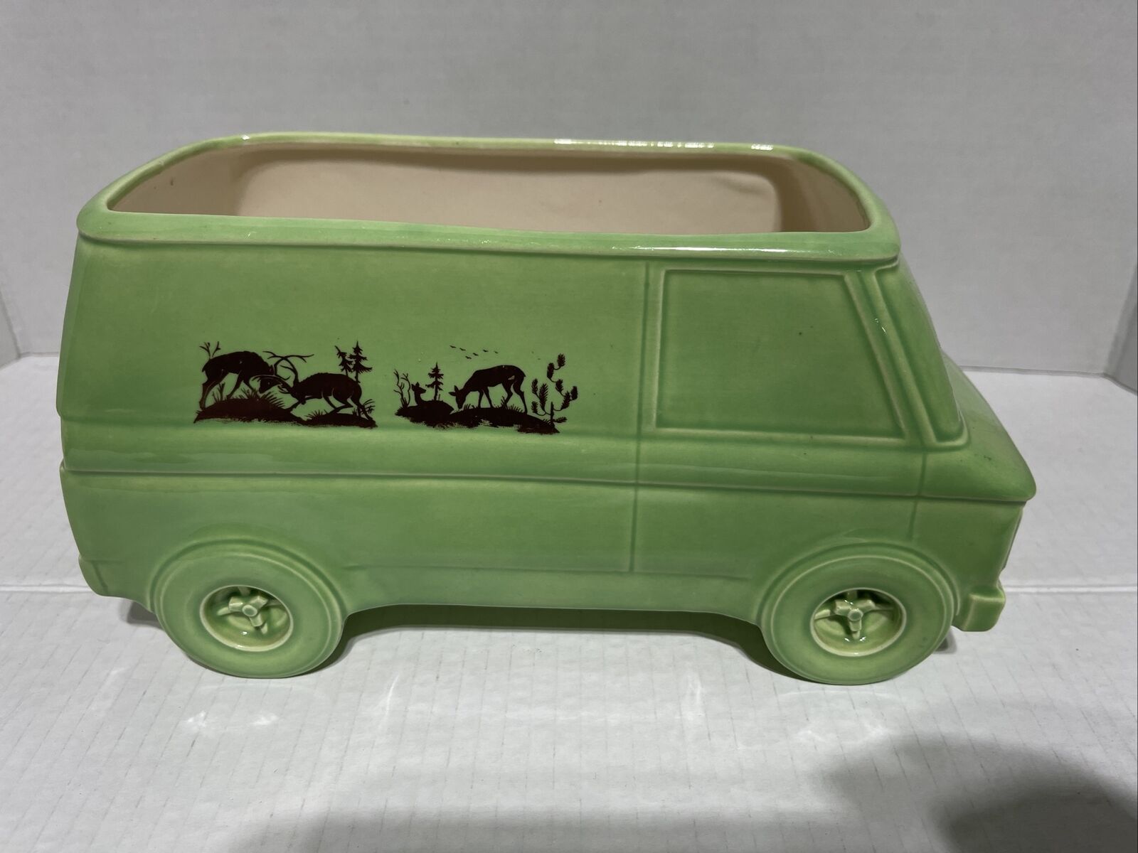 Vintage Chevrolet Hippy Van GM Green Ceramic Planter