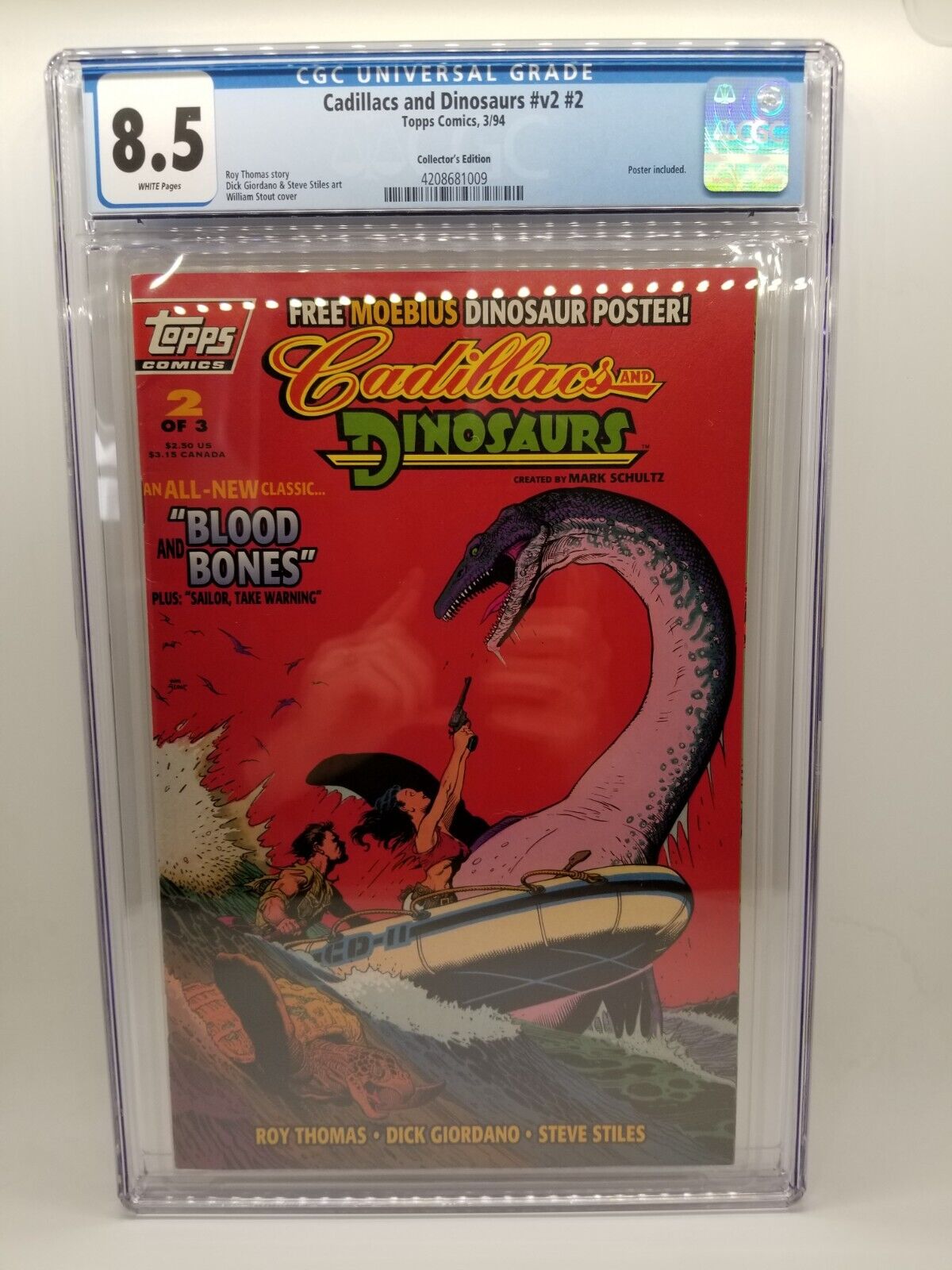 Cadillacs and Dinosaurs v2 #2 Collector's Edition CGC 8.5 Topps Comic