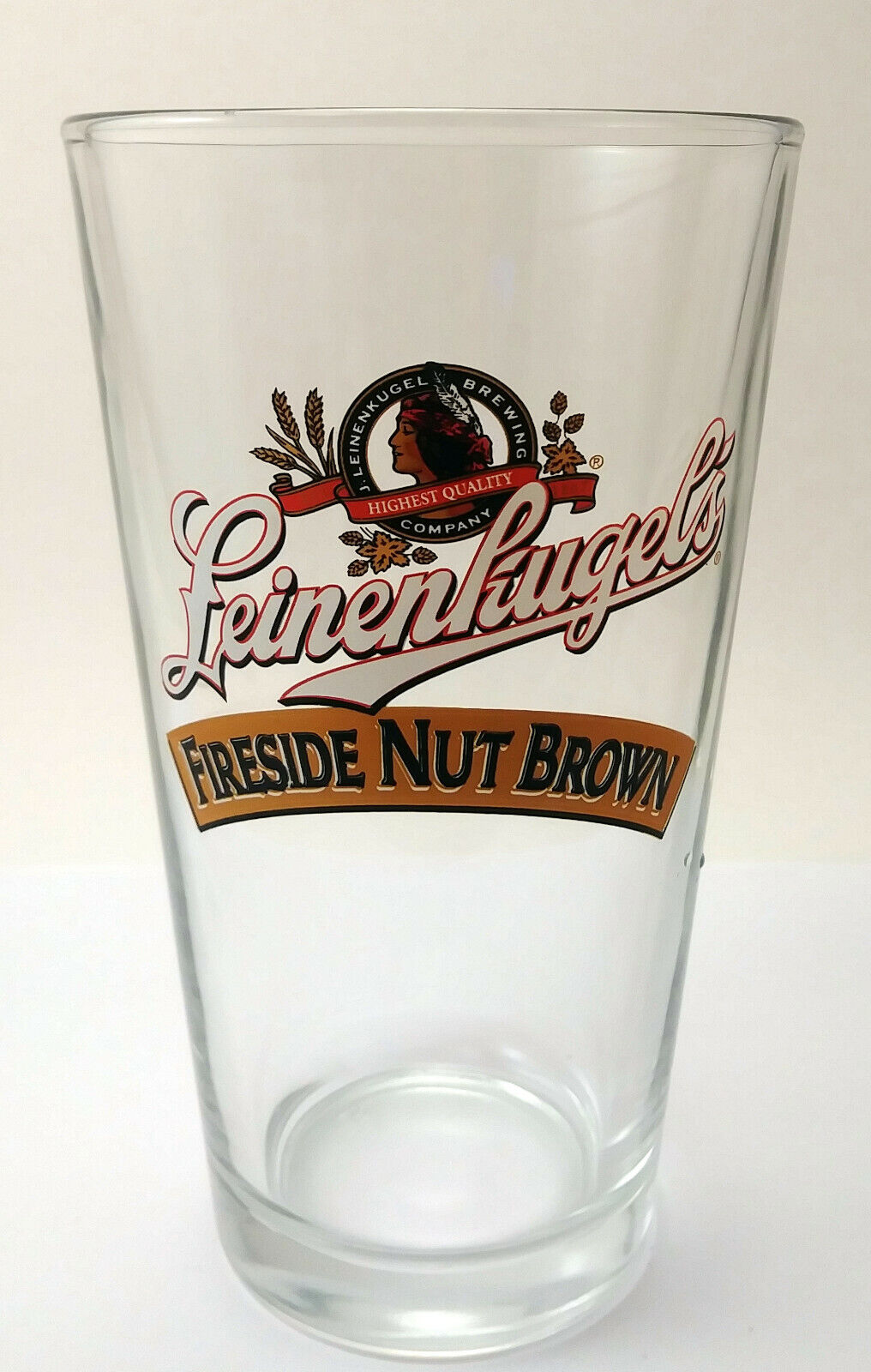 Leinenkugel\'s 16oz Fireside Nut Brown Shaker Pint Beer Glass Chippewa Falls WI