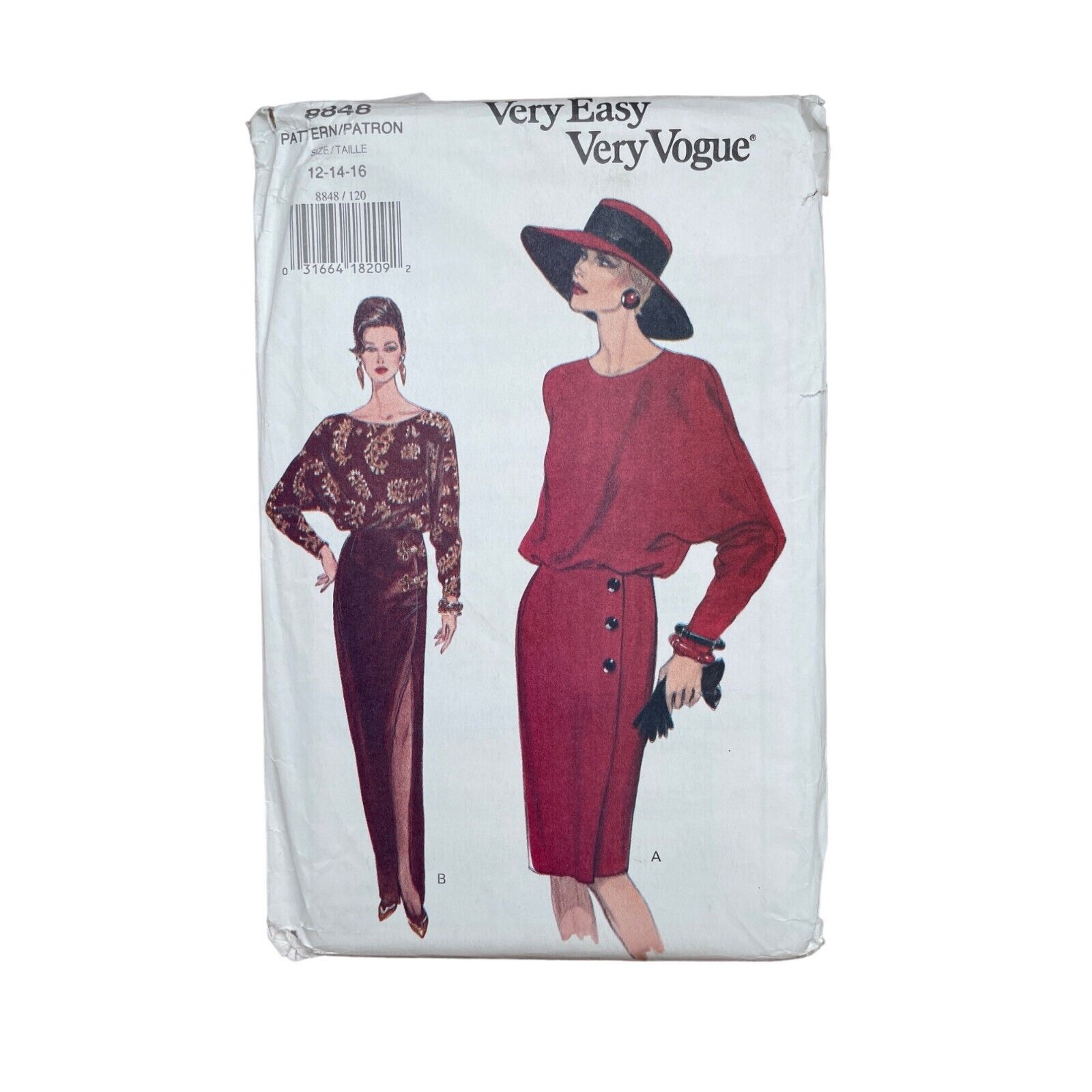 Vogue Sewing Pattern 8848 Dress Gown Misses Size 12-16