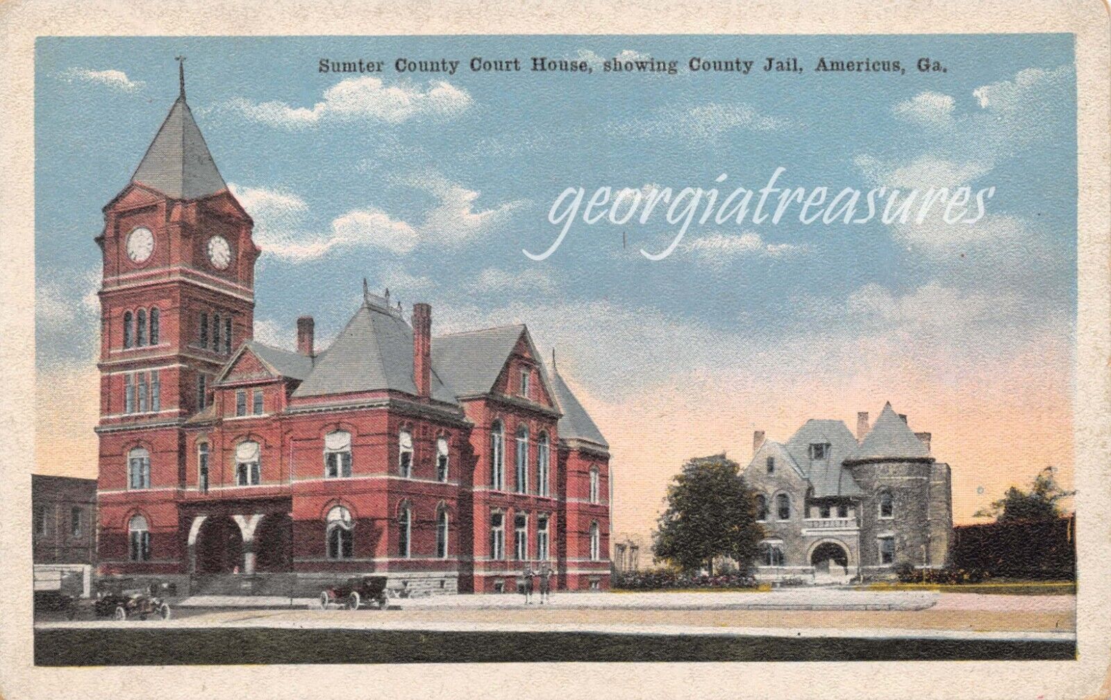 GA~GEORGIA~AMERICUS~SUMTER COUNTY COURT HOUSE SHOWING COUNTY JAIL