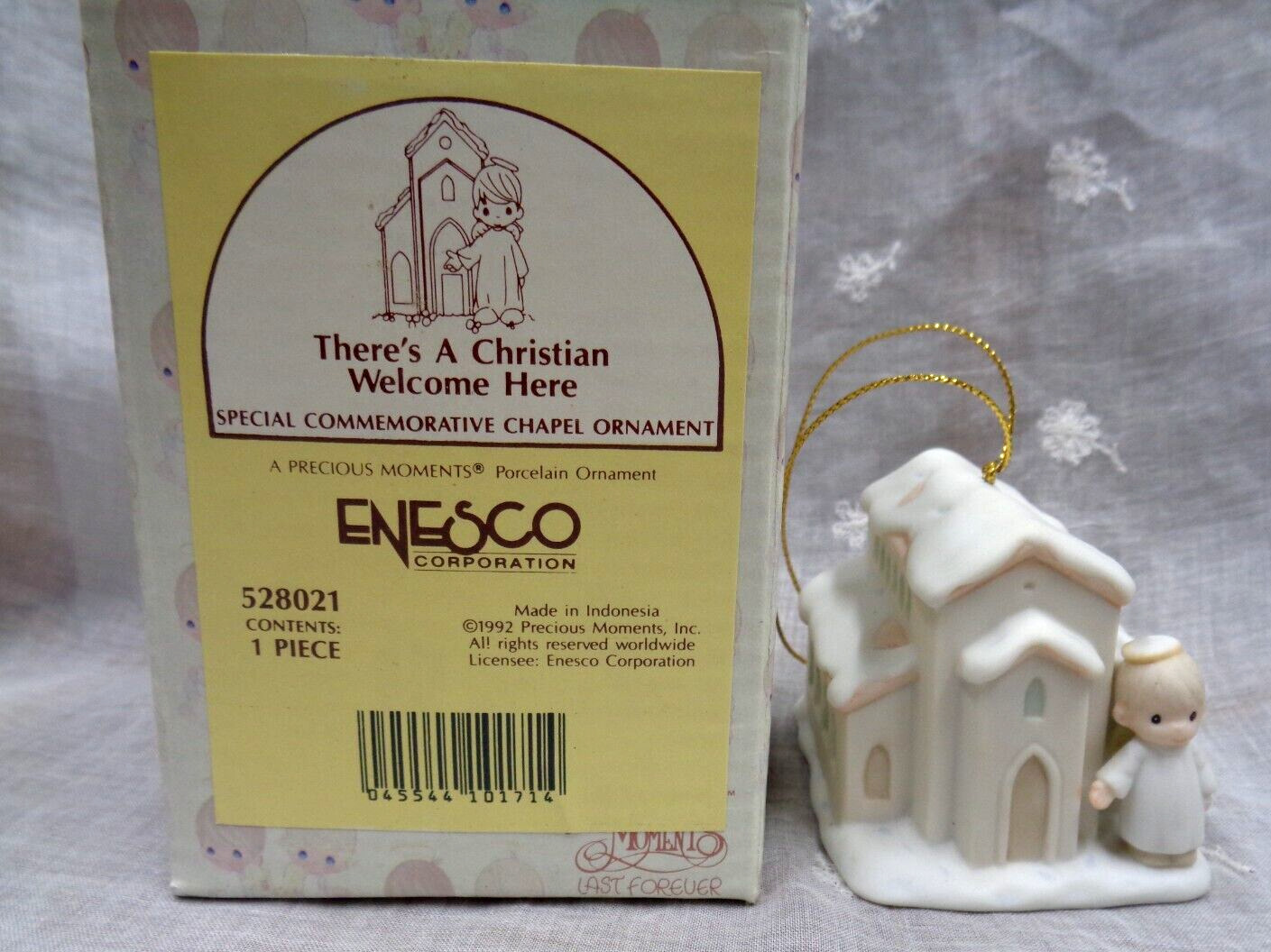 1992 PRECIOUS MOMENTS Ornament 528021 THERE\'S A CHRISTIAN WELCOME HERE Chapel