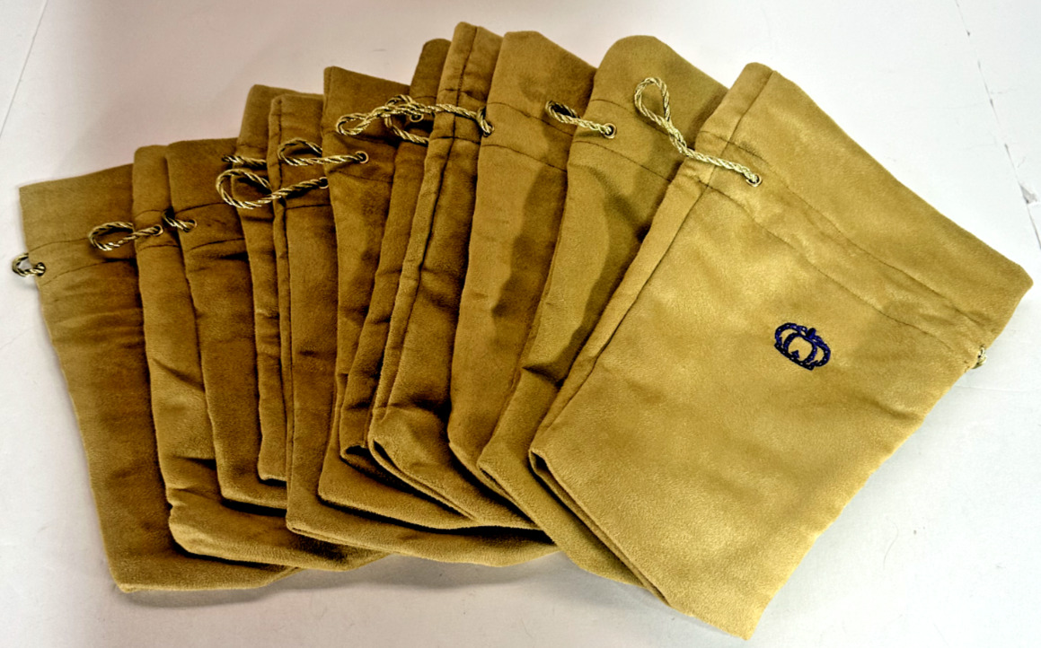 Lot of 11 Tan Suede Crown Royal Reserve Bags - Regular Sized