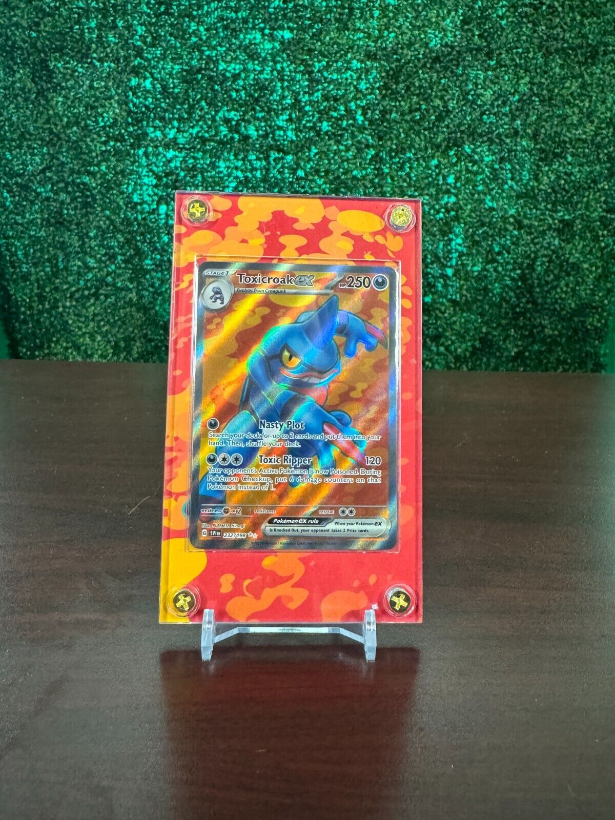 Pokemon Toxicroak EX FA Extended Art Trading Card Case Display CARD INCLUDED